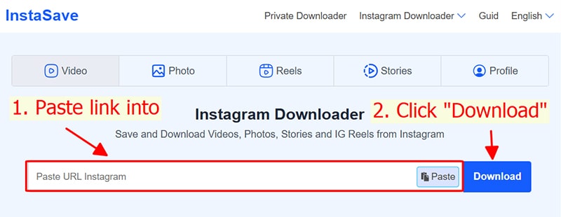 Paste the link into InstaSave.to